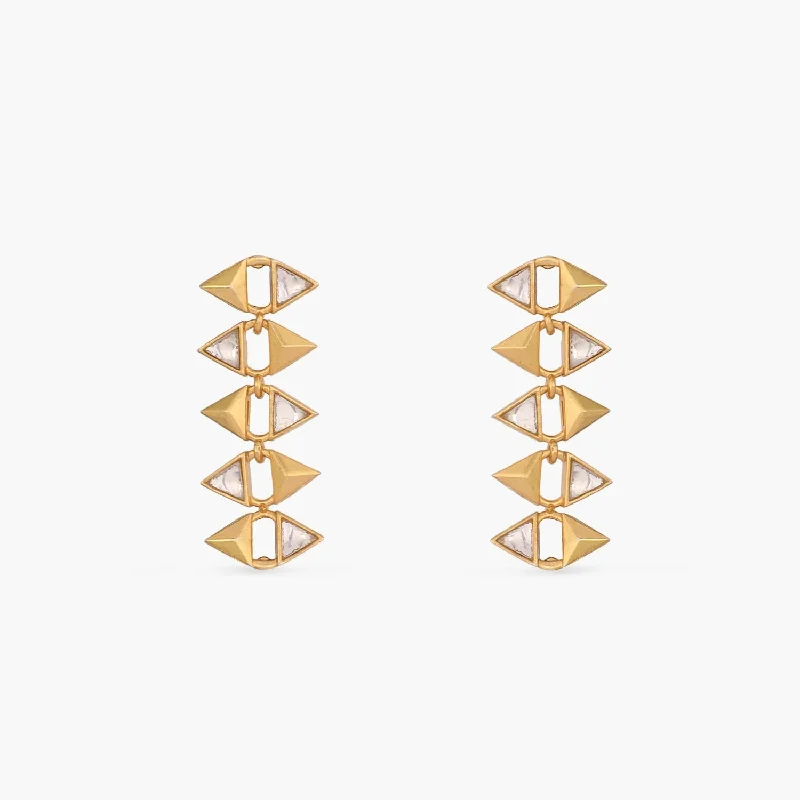 Pyramid Minimal Silver Drop Earrings