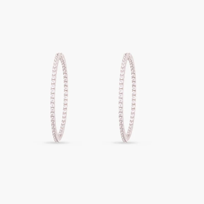 Radiant Row CZ Silver Hoops