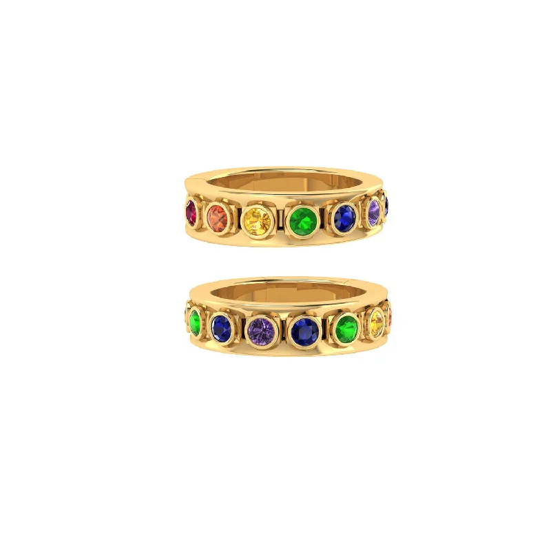 infinity couple’s ring matching set Rainbow Fancy Slider Ring™ Size 8