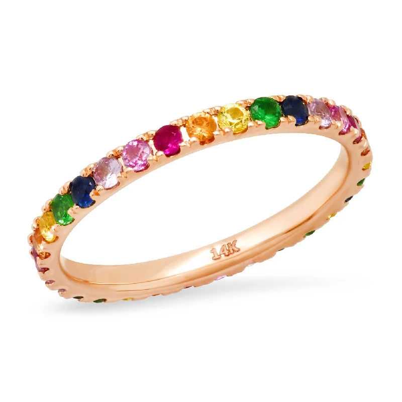 dainty rose gold chain bracelet Rainbow Eternity Band