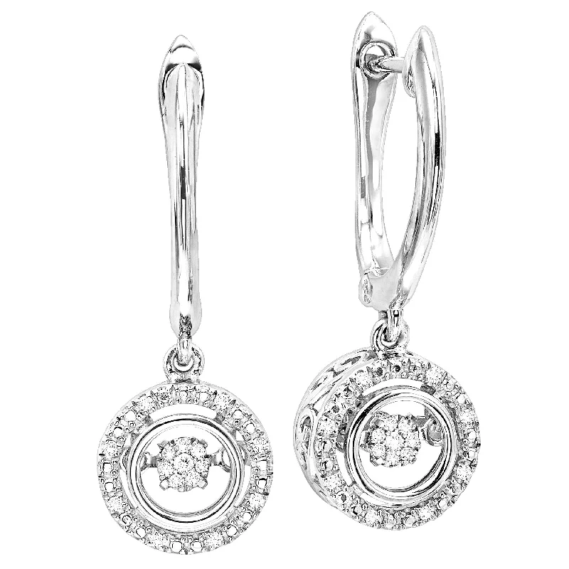 Sterling Silver and Diamond Rhythm of Love Halo-Style Dangle Earrings