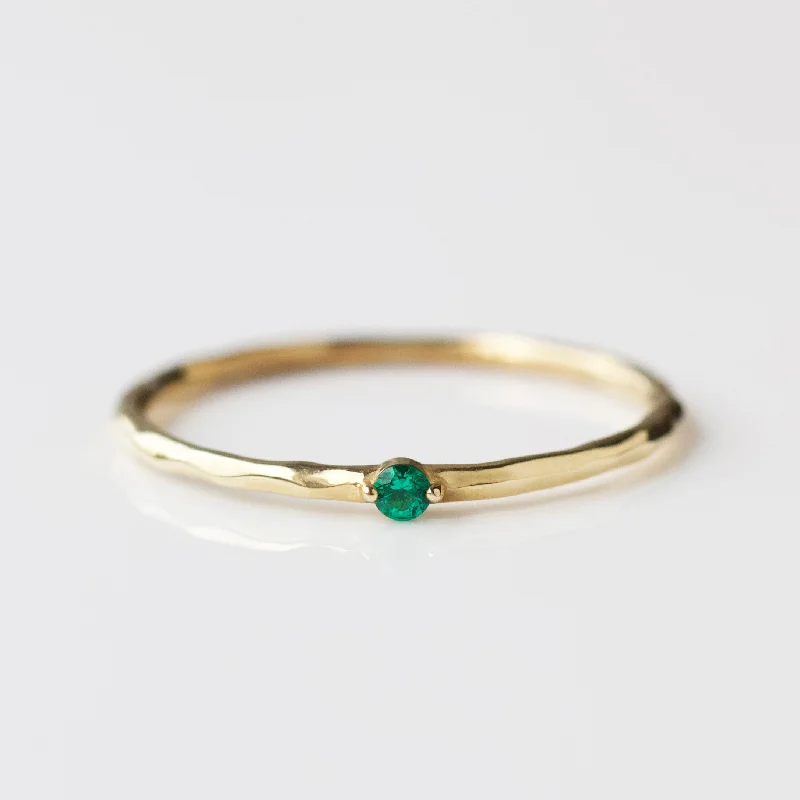 thin gold wedding band women Romilly Emerald Stacking Ring
