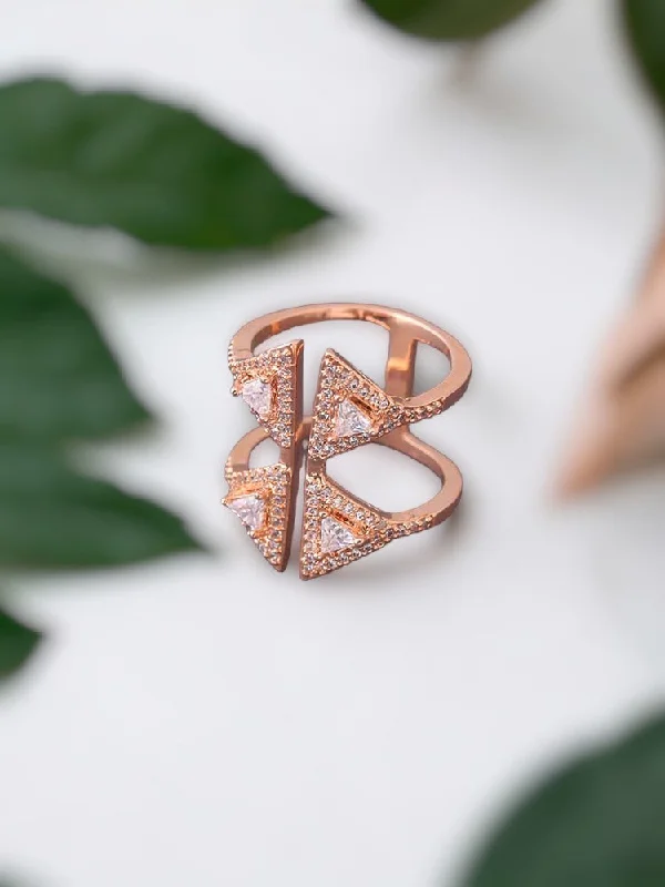 dainty gemstone drop earrings Rose Gold Aathirai Adjustable Zirconia Ring