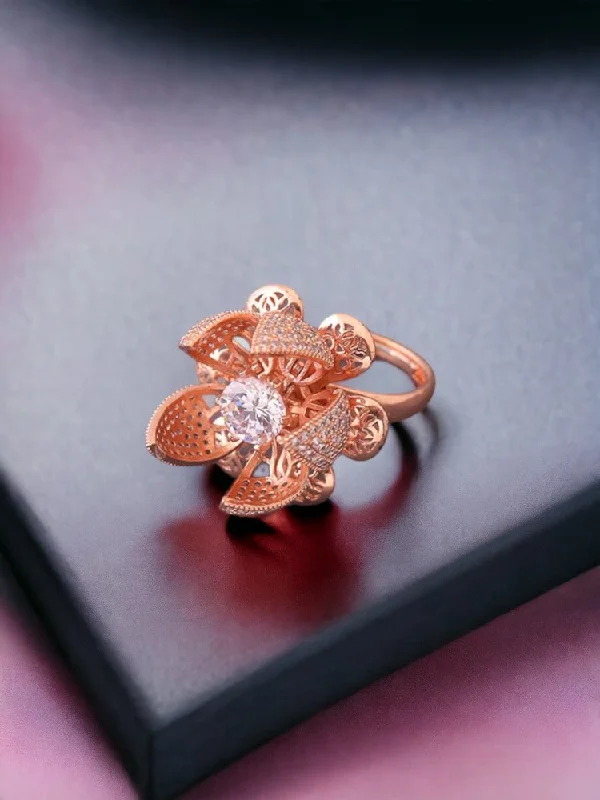 boho tassel earrings handmade Rose Gold Amrita Zirconia Ring