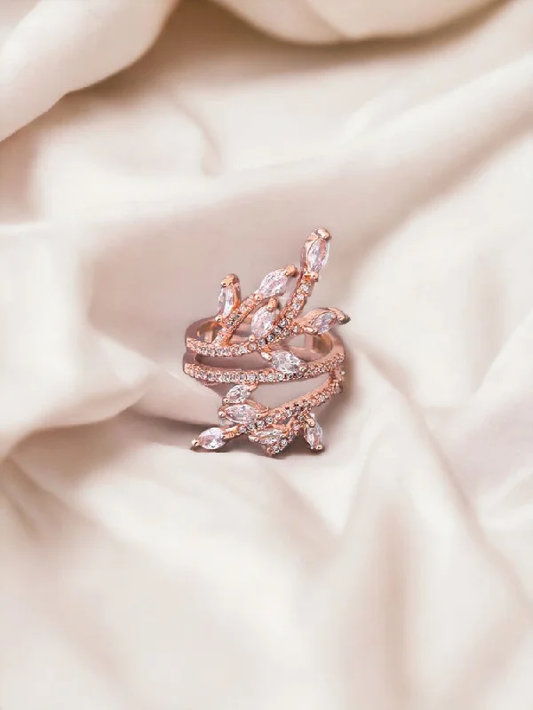 elegant pearl necklace with diamonds Rose Gold Angel Zirconia Ring