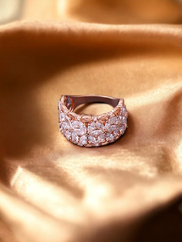 black opal engagement ring Rose Gold Aritt Zirconia Ring