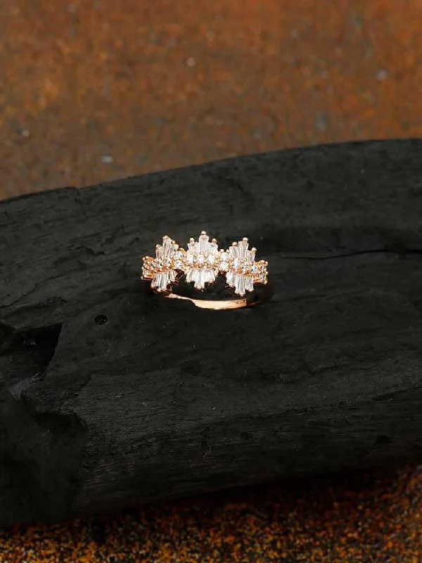 modern geometric drop earrings Rose Gold Emery Zirconia Ring