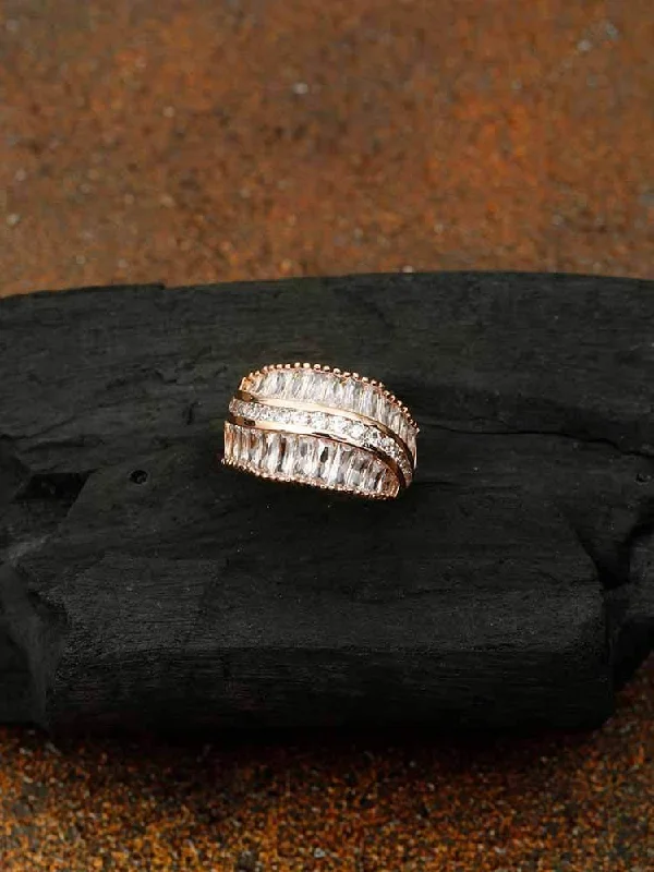 dainty pearl and diamond ring Rose Gold Gokul Zirconia Ring