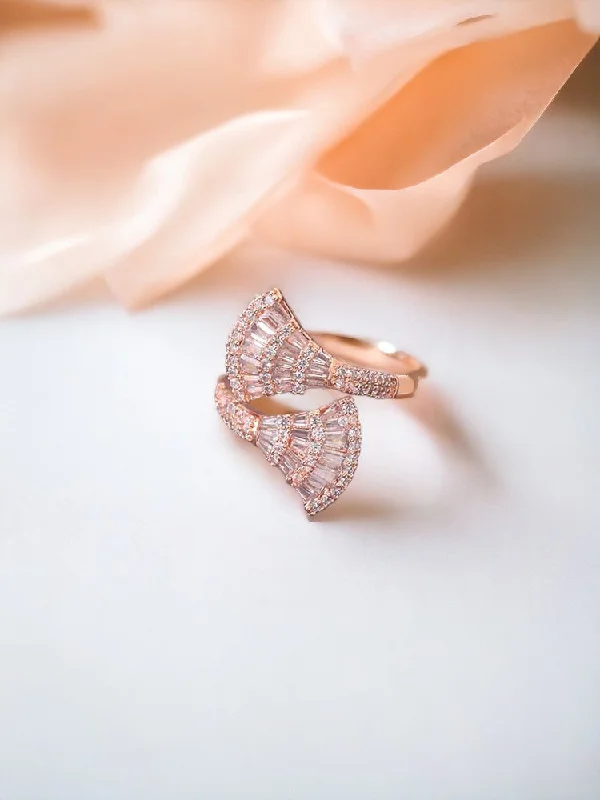 gold initial bracelet personalized Rose Gold Adjustable Gomer Zirconia Ring