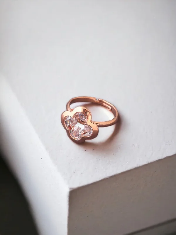 petite diamond promise ring Rose Gold Indrika Adjustable Zirconia Ring