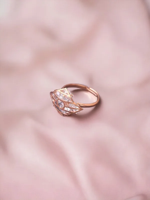 minimalist silver stacking bangles Rose Gold Jeenal Adjustable Zirconia Ring
