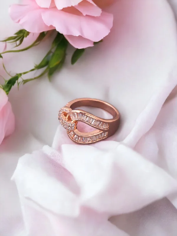 adjustable braided rope ring Rose Gold Kamesh Zirconia Ring