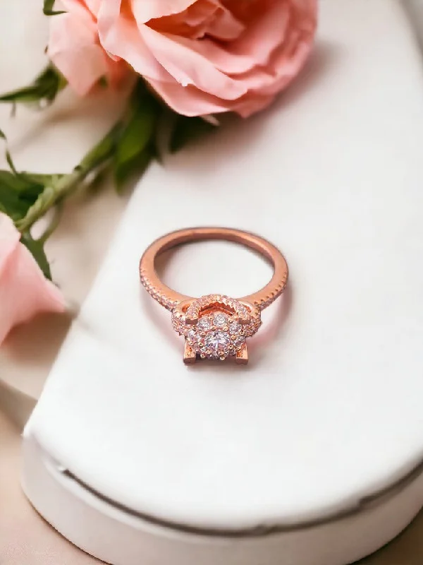 celestial moon and star bracelet Rose Gold Krish Zirconia Ring