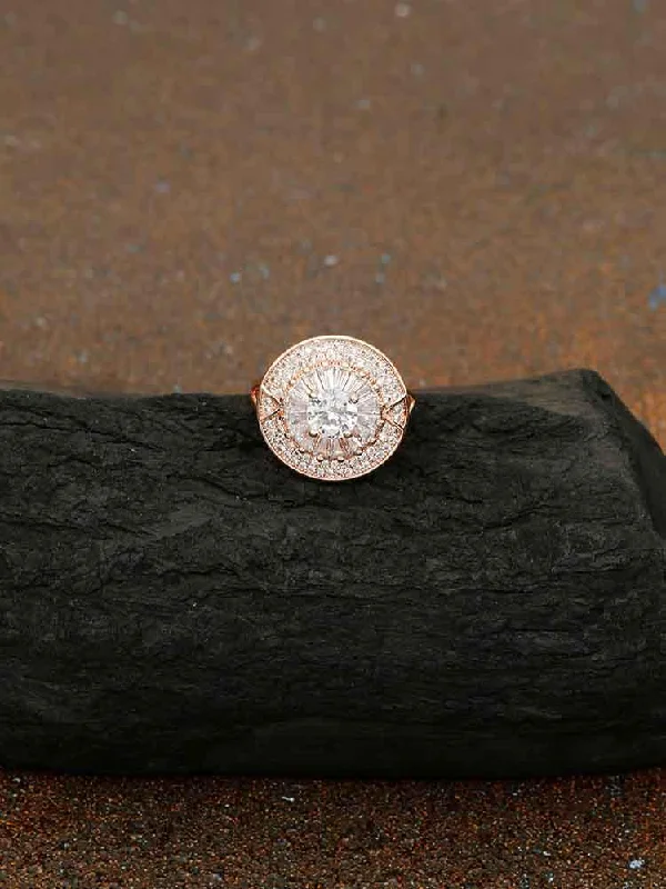 black and gold wedding band Rose Gold Lucy Zirconia Ring