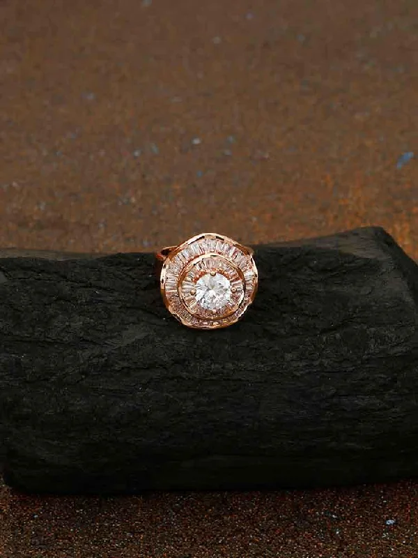 minimalist disc pendant necklace Rose Gold Lyric Zirconia Ring