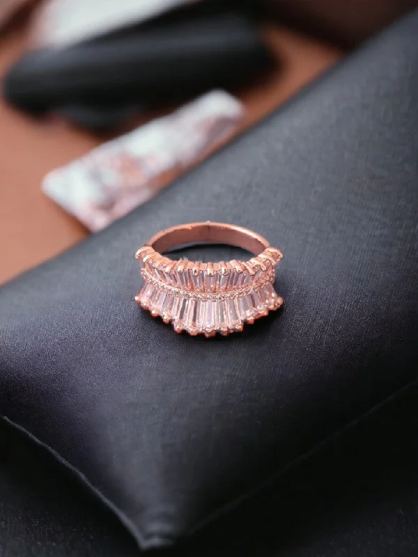 birthstone stacking rings set Rose Gold Myra Zirconia Ring