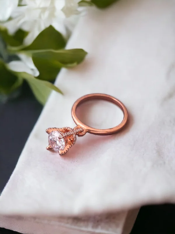 minimalist sapphire drop necklace Rose Gold Nupoor Zirconia Ring
