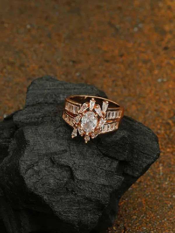 silver infinity knot ring Rose Gold Padma Zirconia Ring
