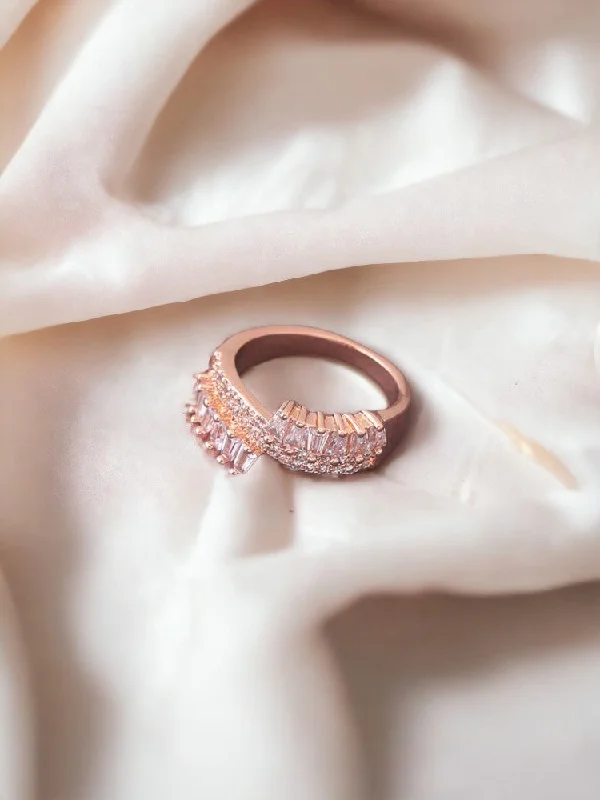 silver rope chain men Rose Gold Pallavi Zirconia Ring