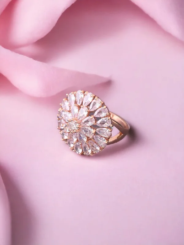 gold daisy stud earrings Rose Gold Poorvi Zirconia Ring