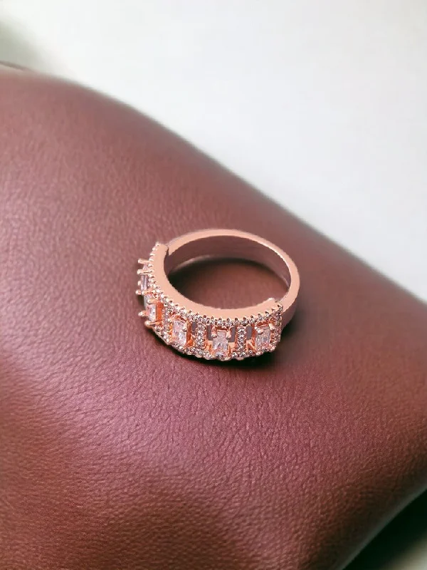 handmade beaded stretch bracelet Rose Gold Ranveer Zirconia Ring