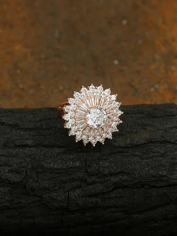 handmade ceramic bead bracelet Rose Gold Saarya Zirconia Ring