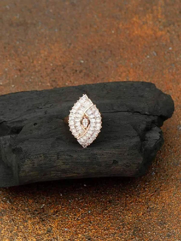 vintage-style filigree bracelet Rose Gold Sharada Zirconia Ring