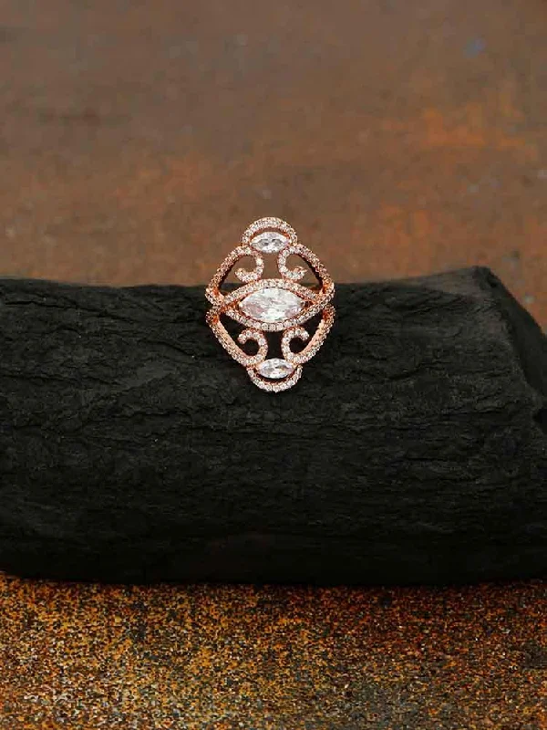 classic tennis bracelet white gold Rose Gold Sushmita Zirconia Ring