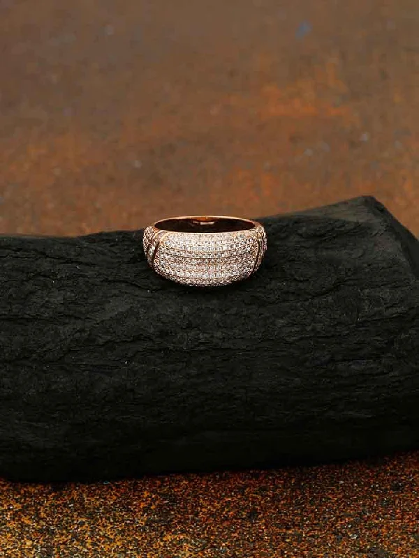celestial astrology sign ring Rose Gold Swati Zirconia Ring