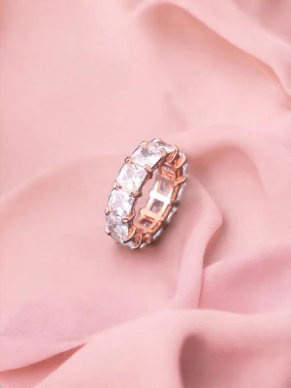 twisted rope gold chain Rose Gold Tanvika Zirconia Ring