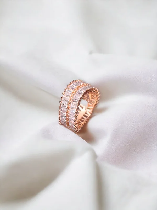 luxury diamond eternity ring Rose Gold  Adjustable Teesta Zirconia Ring