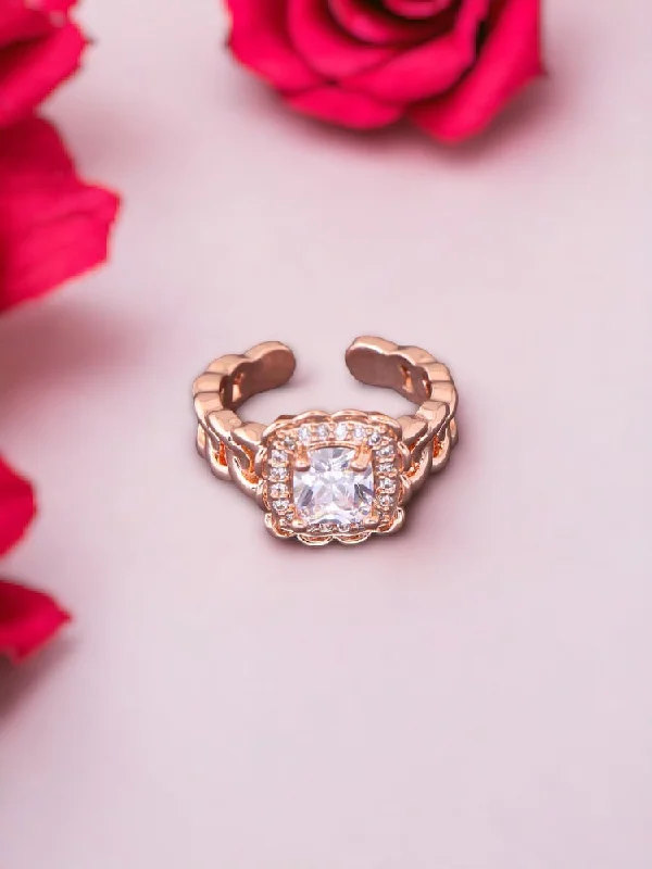 art deco diamond bracelet Rose Gold Turvi Adjustable Zirconia Ring