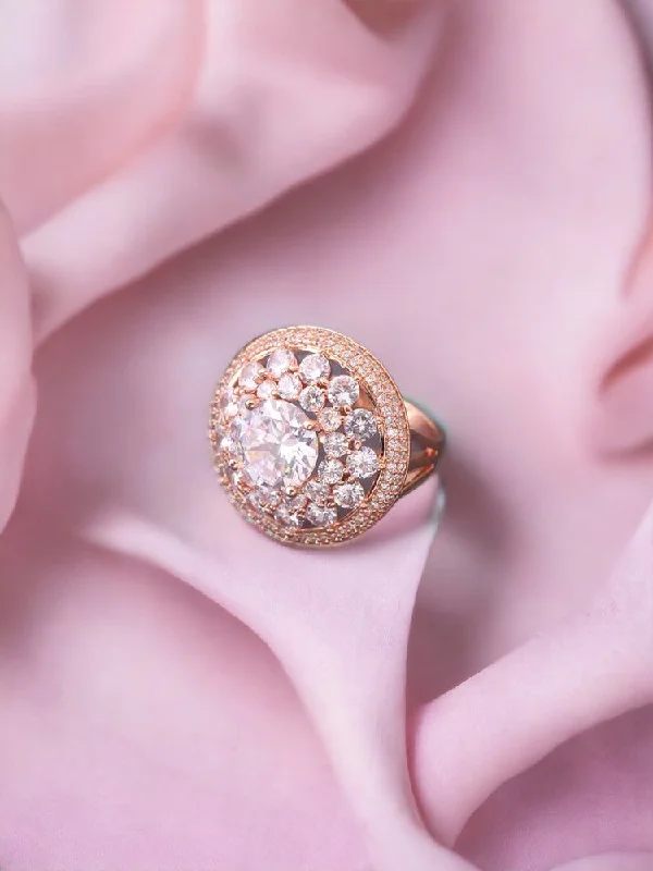sterling silver herringbone chain Rose Gold Vanshi Zirconia Ring