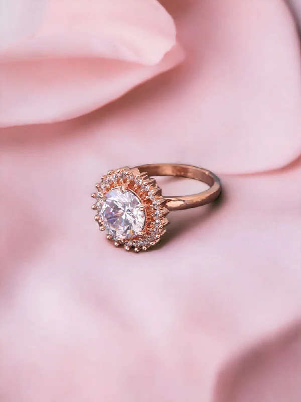 real tourmaline birthstone ring Rose Gold Rico Solitaire Zirconia Ring