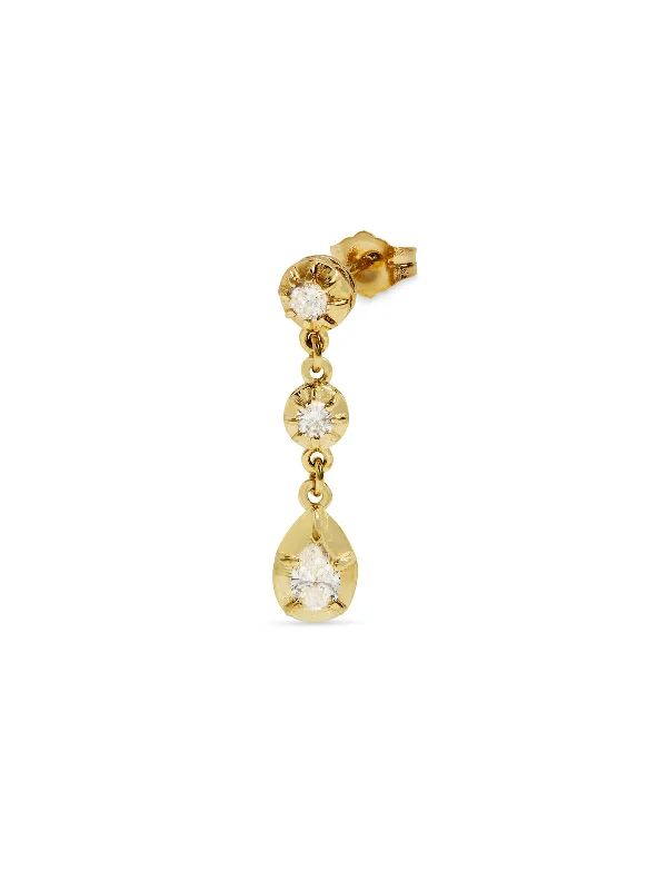 Round & Teardrop Diamond Sophia Yellow Gold Drop Stud