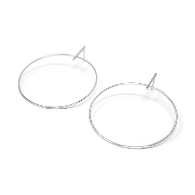 custom silver charm bracelet Round Bar Hoop Stud Earrings 24kt White Gold Dip