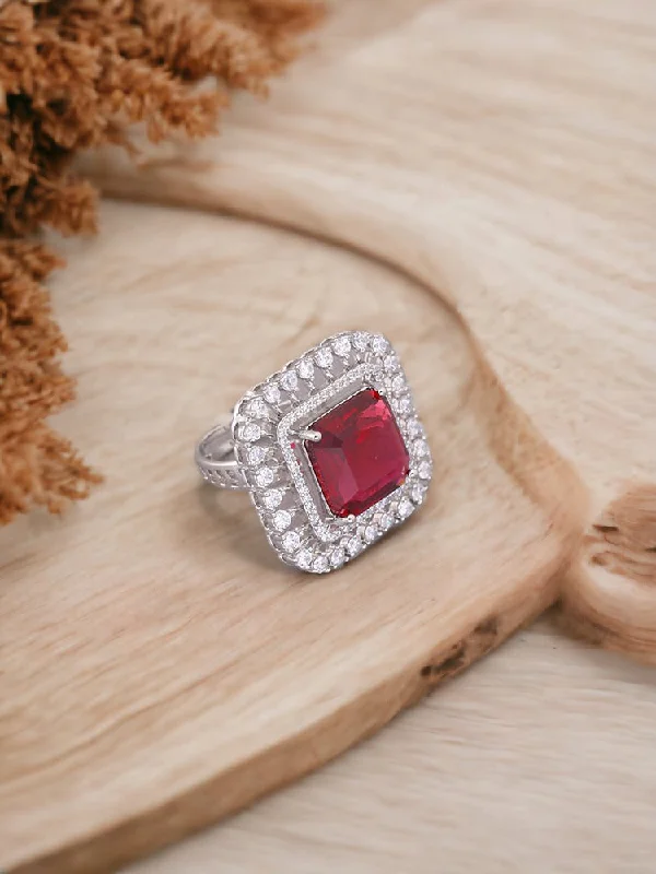 handmade gold nugget ring Ruby Afroditi Zirconia Ring
