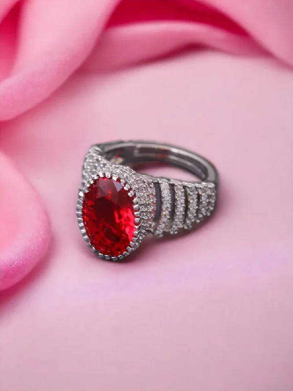 personalized engraved signet ring Ruby Anastasia Adjustable Ring