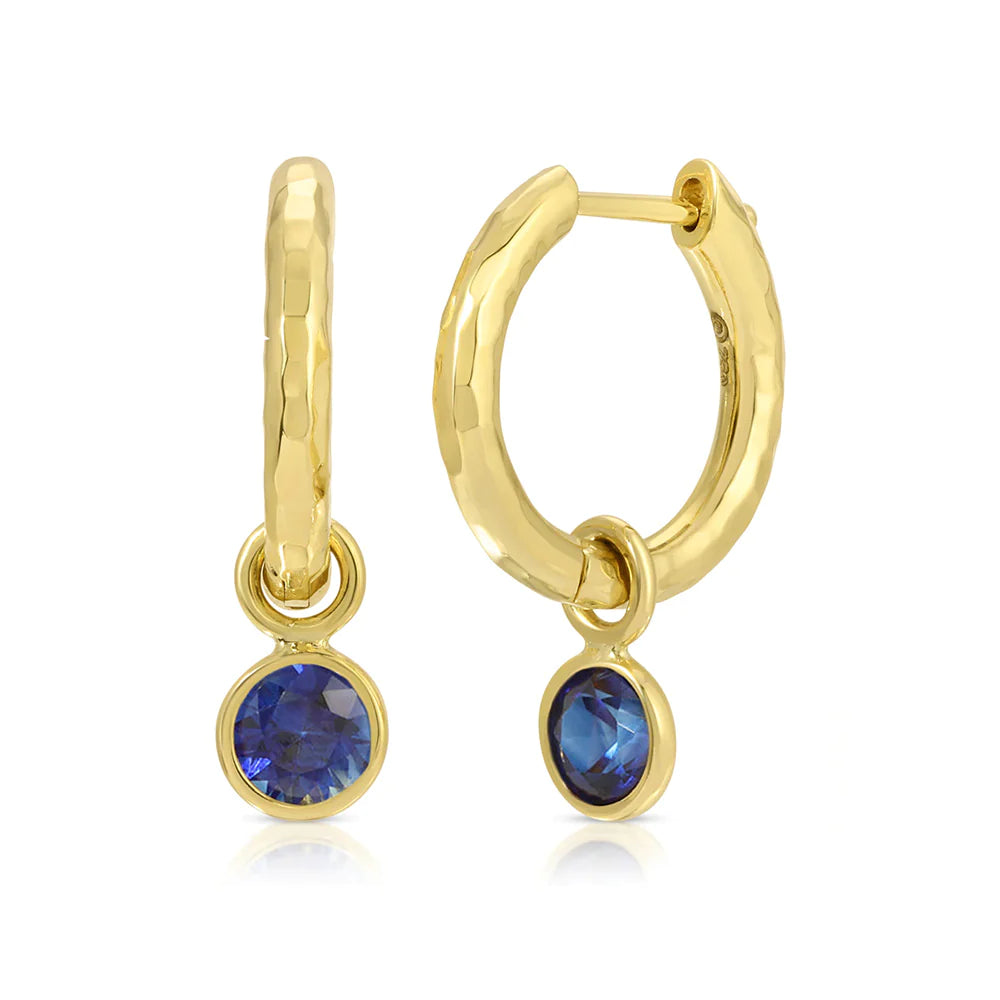 Sapphire Charmed Micro Gabby Yellow Gold Hoops