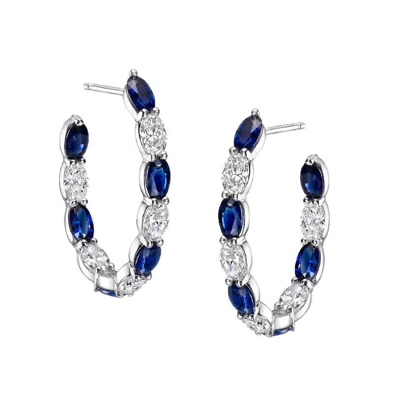 titanium black matte ring Sapphire & Diamond Oval Hoop Earrings