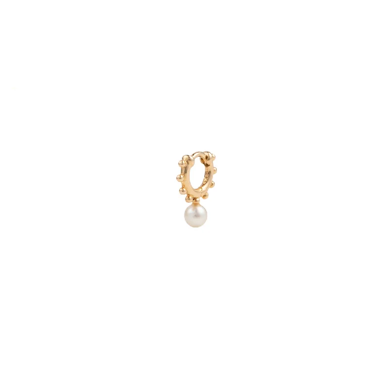 rose gold cubic zirconia earrings "Sea Anemone" Pearl Huggie Hoop Earring Extra Small size