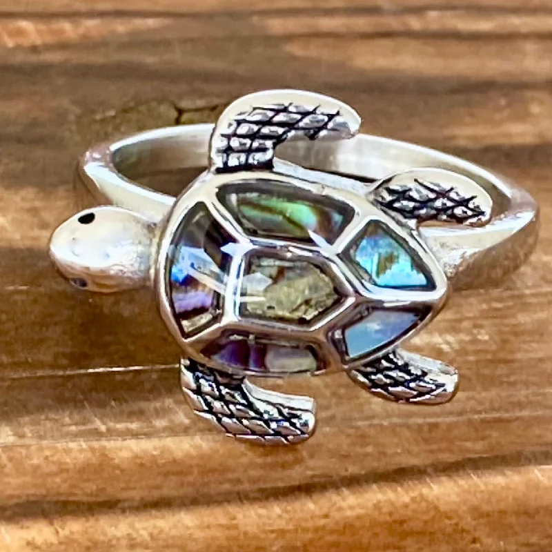 Sea Shell Turtle Ring - Silver - R172