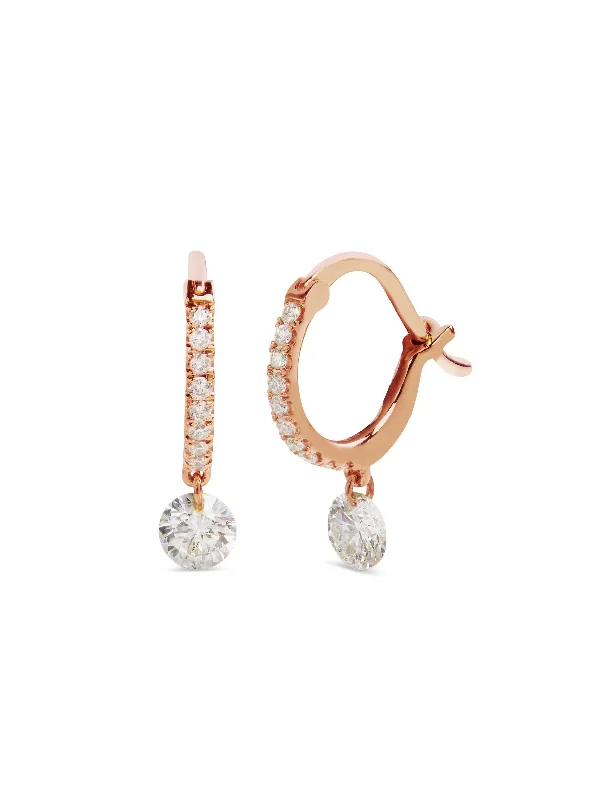 Set Free Diamond Rose Gold Mini Hoop Earrings