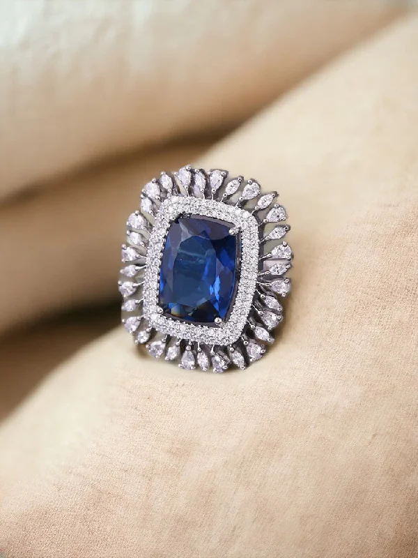 vintage Victorian brooch pin Silver Navy Harriet Zirconia Ring
