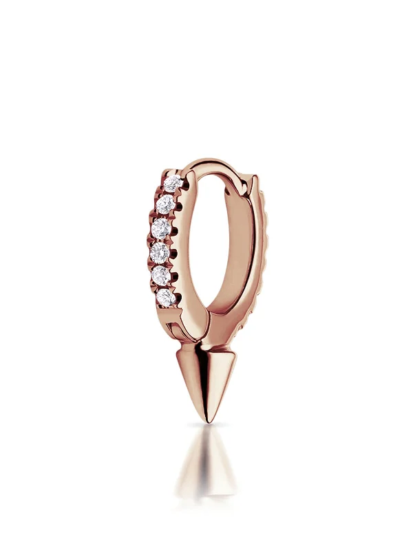 Single Spike Diamond Eternity Rose Gold Single Hoop Earring