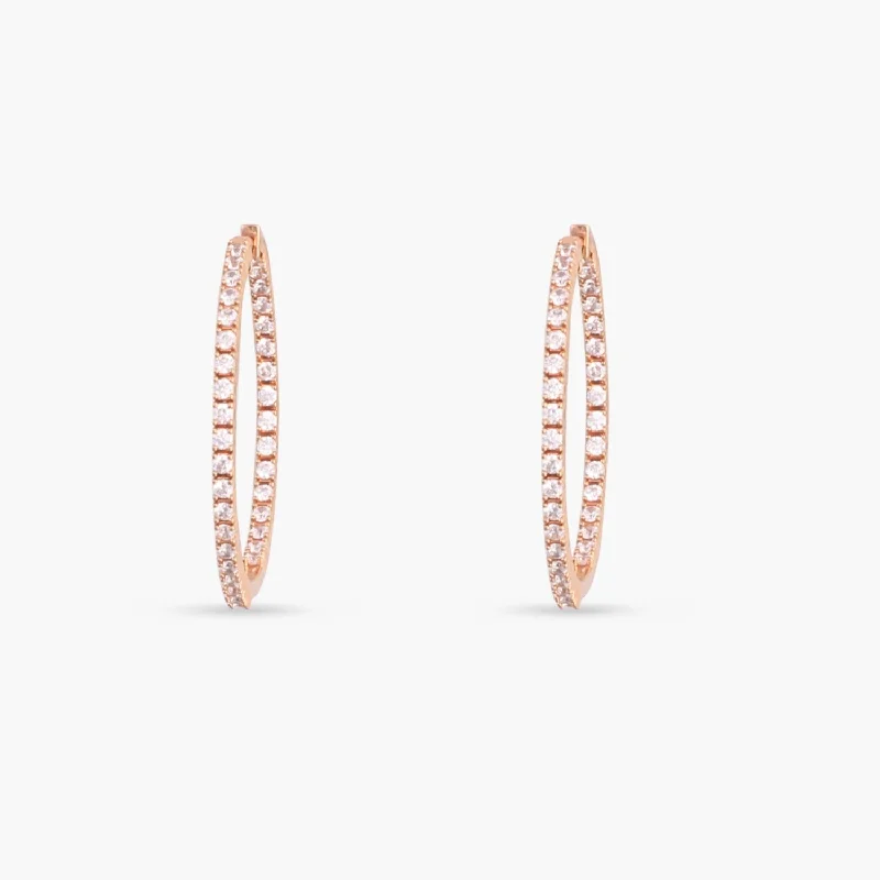 Sleek Spark CZ Silver Hoop Earrings