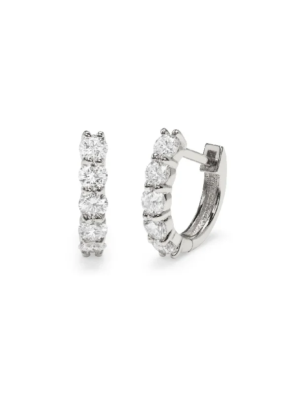 Sparkler Huggie Hoop White Gold Earrings