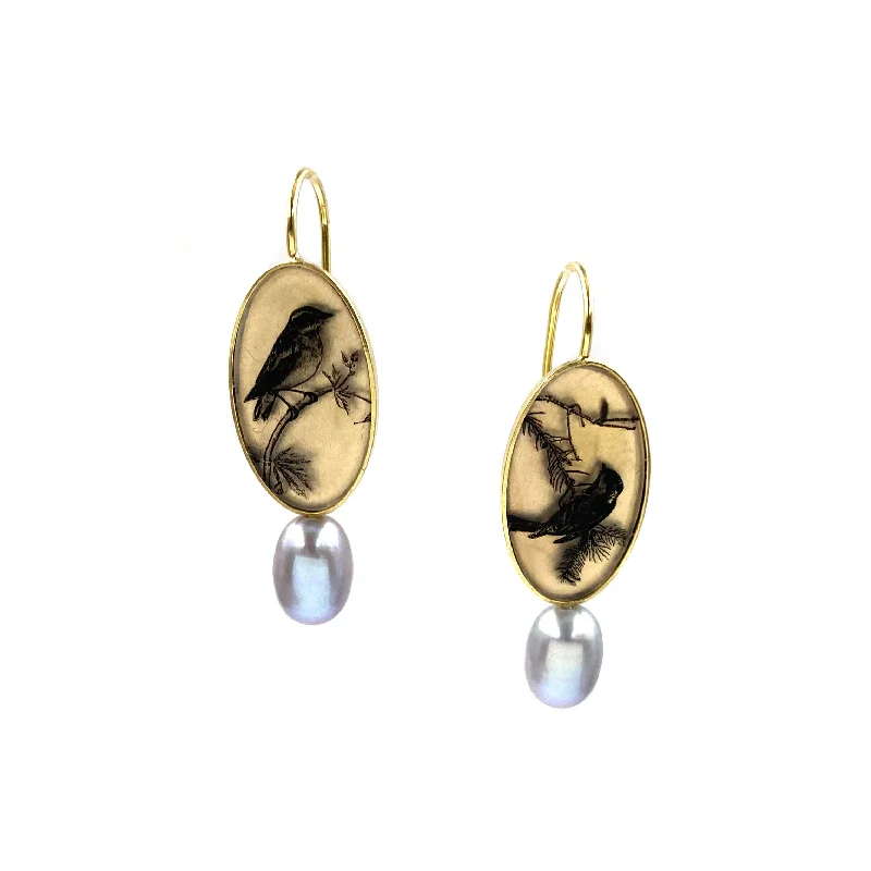 classic diamond solitaire earrings Sparrow and Pearl Earhangers