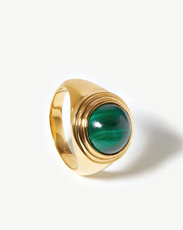 sterling silver angel wing pendant Sphere Ridge Ring | 18ct Gold Plated/Malachite