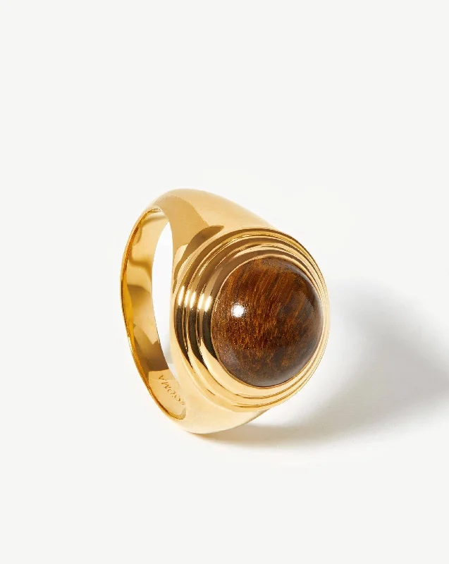real peridot gemstone ring Sphere Ridge Ring | 18ct Gold Plated/Tigers Eye
